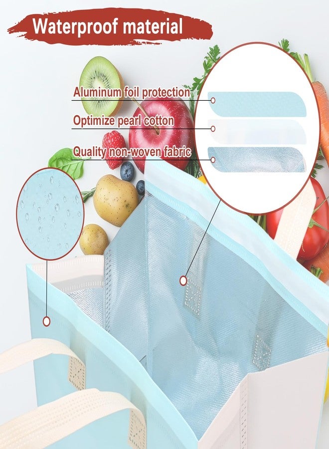 TIXIPEM Insulated Take Away Bags [20PCS] - Bulk Thermal Insulation Food Insulation Cooler Use for Hot Cold Food Frozen Deliver & Fresh Store Grocery Bags - [Light Blue Bicolor-9.4IN] - Image 4